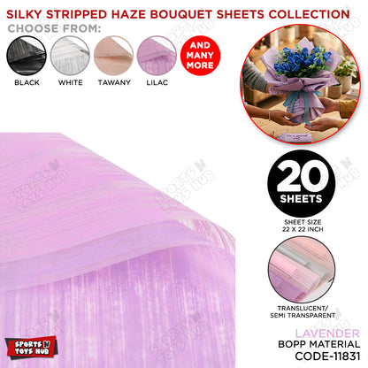 Silky Stripped Haze Flower Wrapping Sheet Pack – Luxury Bouquet Wrapping Paper for Floral Decoration, Gift Packaging, Wedding, Birthday