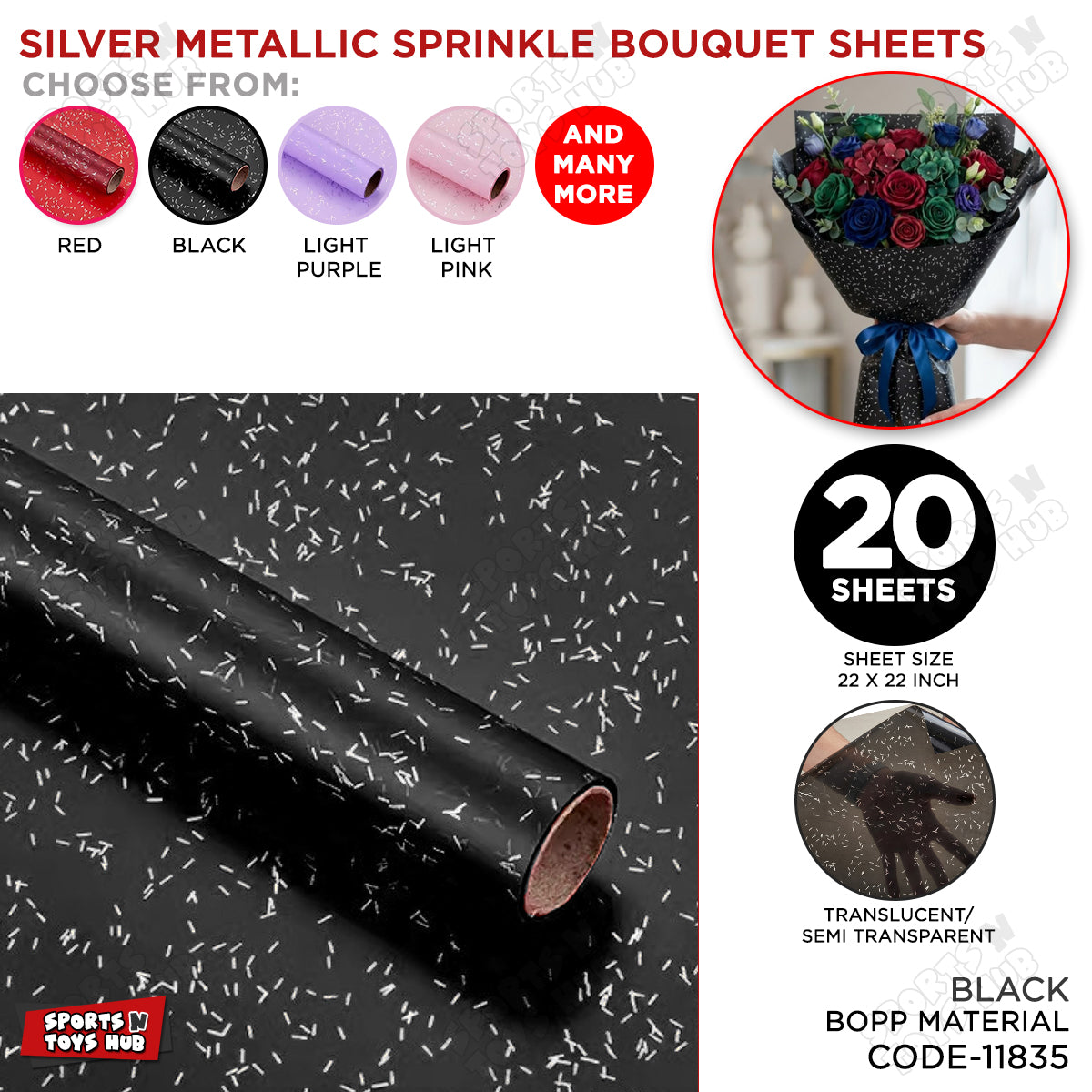 Silver Metallic Sprinkle Wrapping Paper Sheet – Luxury Matte Gift Wrap For Bouquet Flowers Sheets & Gifts