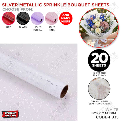 Silver Metallic Sprinkle Wrapping Paper Sheet – Luxury Matte Gift Wrap For Bouquet Flowers Sheets & Gifts