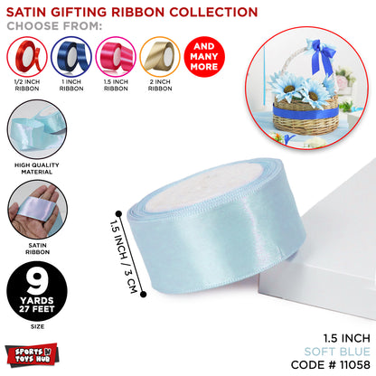 1.5 Inch x 9 Yards – Plain Satin Ribbon Roll for Ribbon Flowers, Crafts, Gift Wrapping & Decor