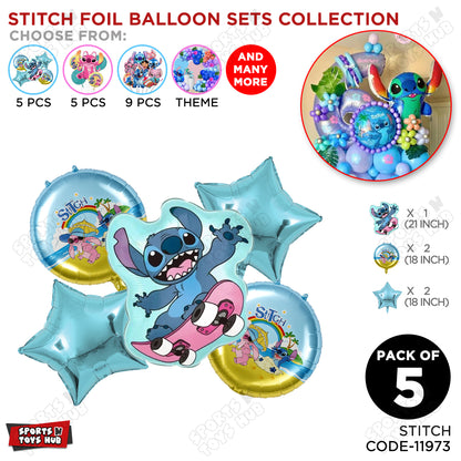 Stitch Foil Balloon Pack of 5 – Cute Cartoon Character Party Decorations