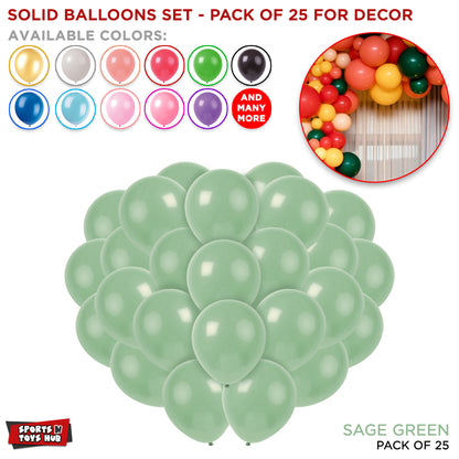 1.5 Gram Solid Latex 10 Inch Round Balloons - 25 Pcs