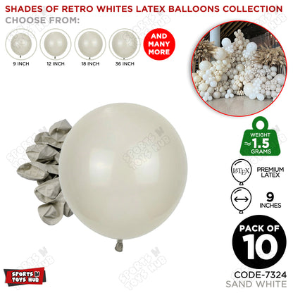 Sand White Latex Balloons Available In 9, 12, 18 & 36 Inch Sizes
