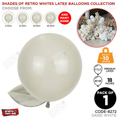 Sand White Latex Balloons Available In 9, 12, 18 & 36 Inch Sizes