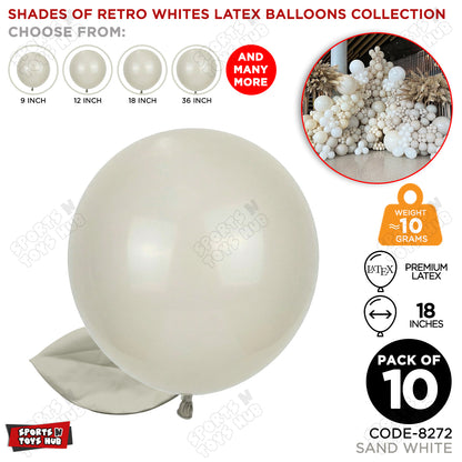 Sand White Latex Balloons Available In 9, 12, 18 & 36 Inch Sizes