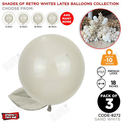 Sand White Latex Balloons Available In 9, 12, 18 & 36 Inch Sizes