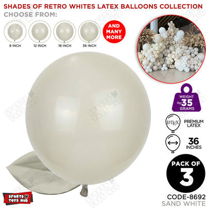 Sand White Latex Balloons Available In 9, 12, 18 & 36 Inch Sizes
