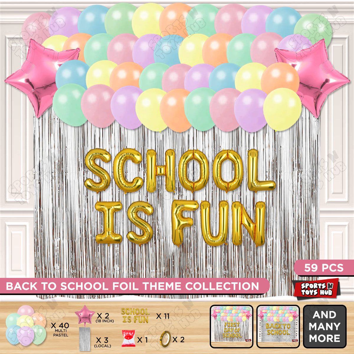 School Is Fun Foil Letters Theme Collection
