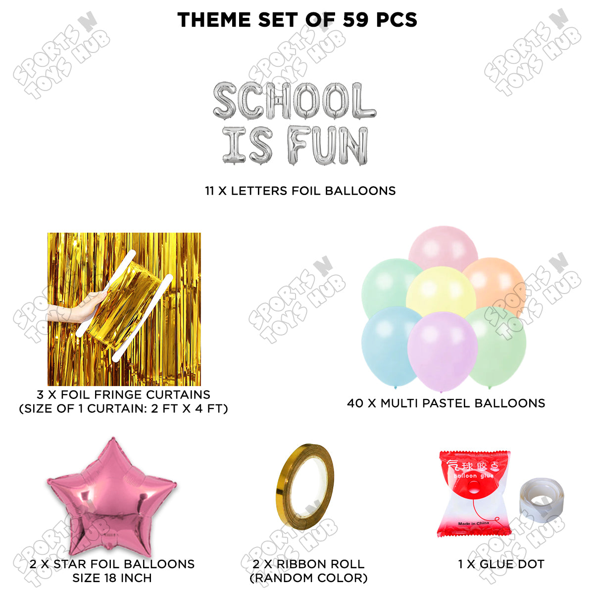 School Is Fun Foil Letters Theme Collection