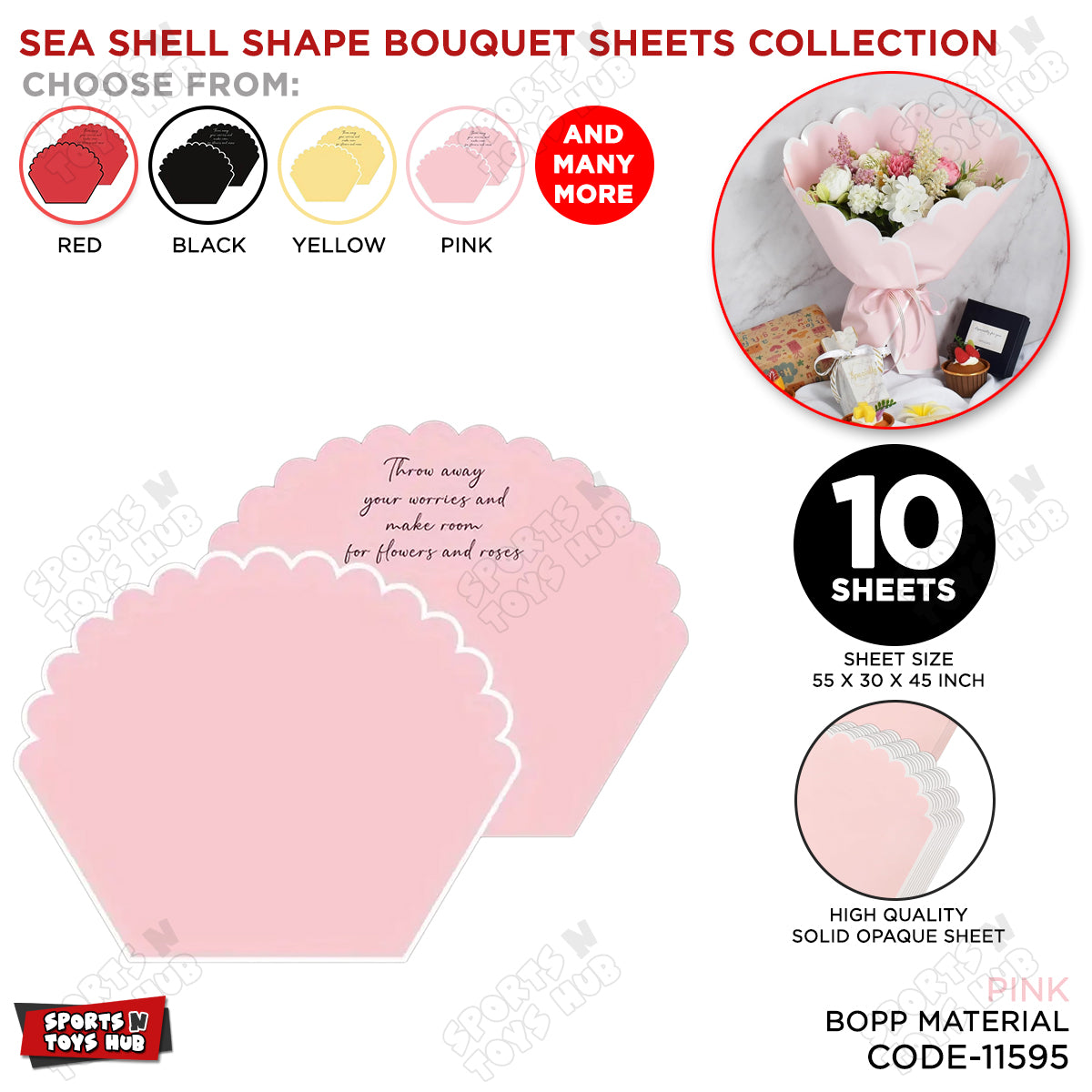 Sea Shell Shape Bouquet Wrapping Sheets - Pack of 10