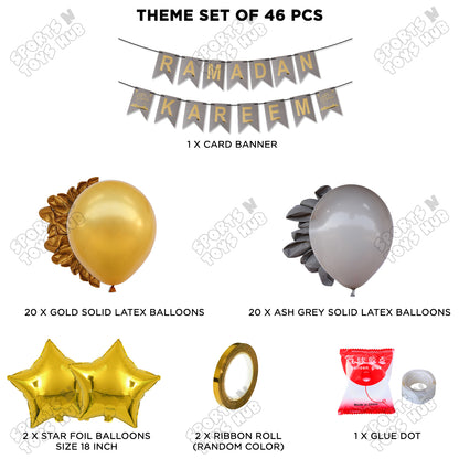 Ramadan Kareem Grey & Gold Card Banner Theme Collection