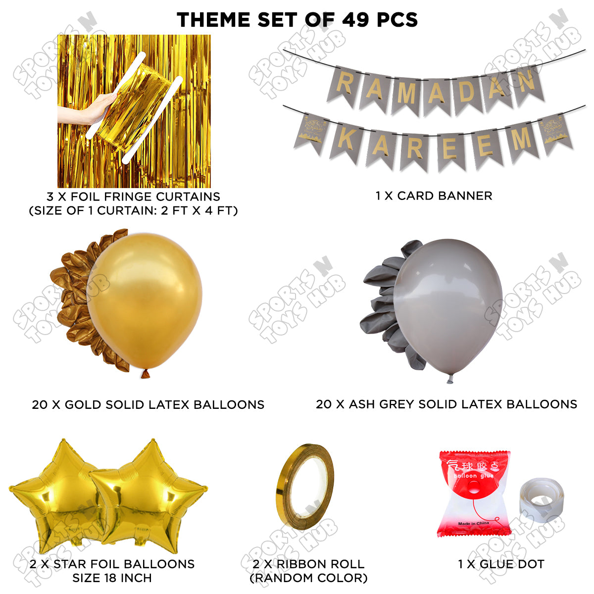 Ramadan Kareem Grey & Gold Card Banner Theme Collection