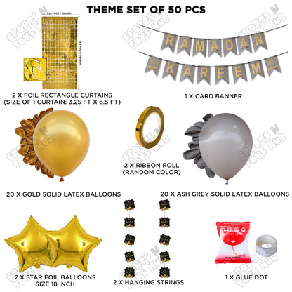 Ramadan Kareem Grey & Gold Card Banner Theme Collection