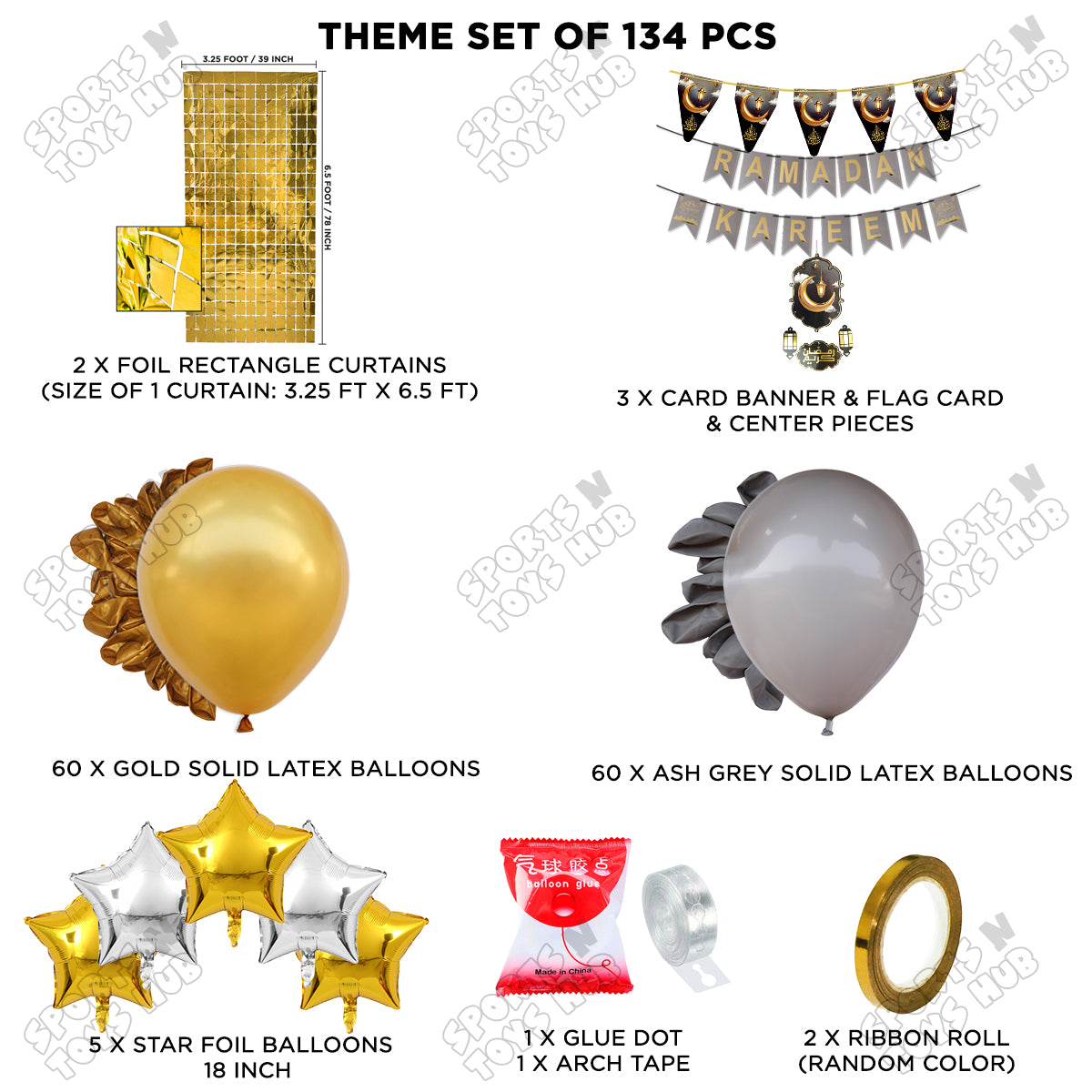 Ramadan Kareem Grey & Gold Card Banner Arch Theme