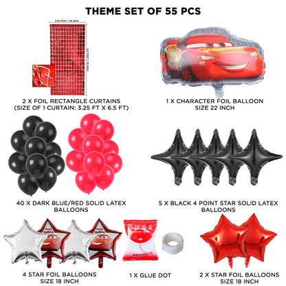 Mc-Queen Foil Balloon Set Theme With Rectangle Curtain