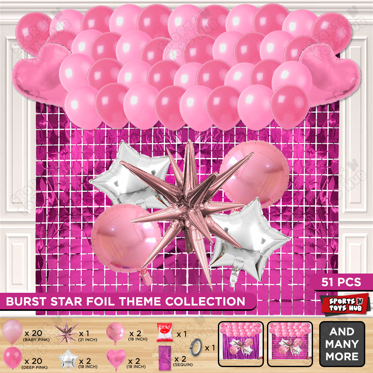Brust Star Lilac Color Foil Balloon Party Decoration Set Theme