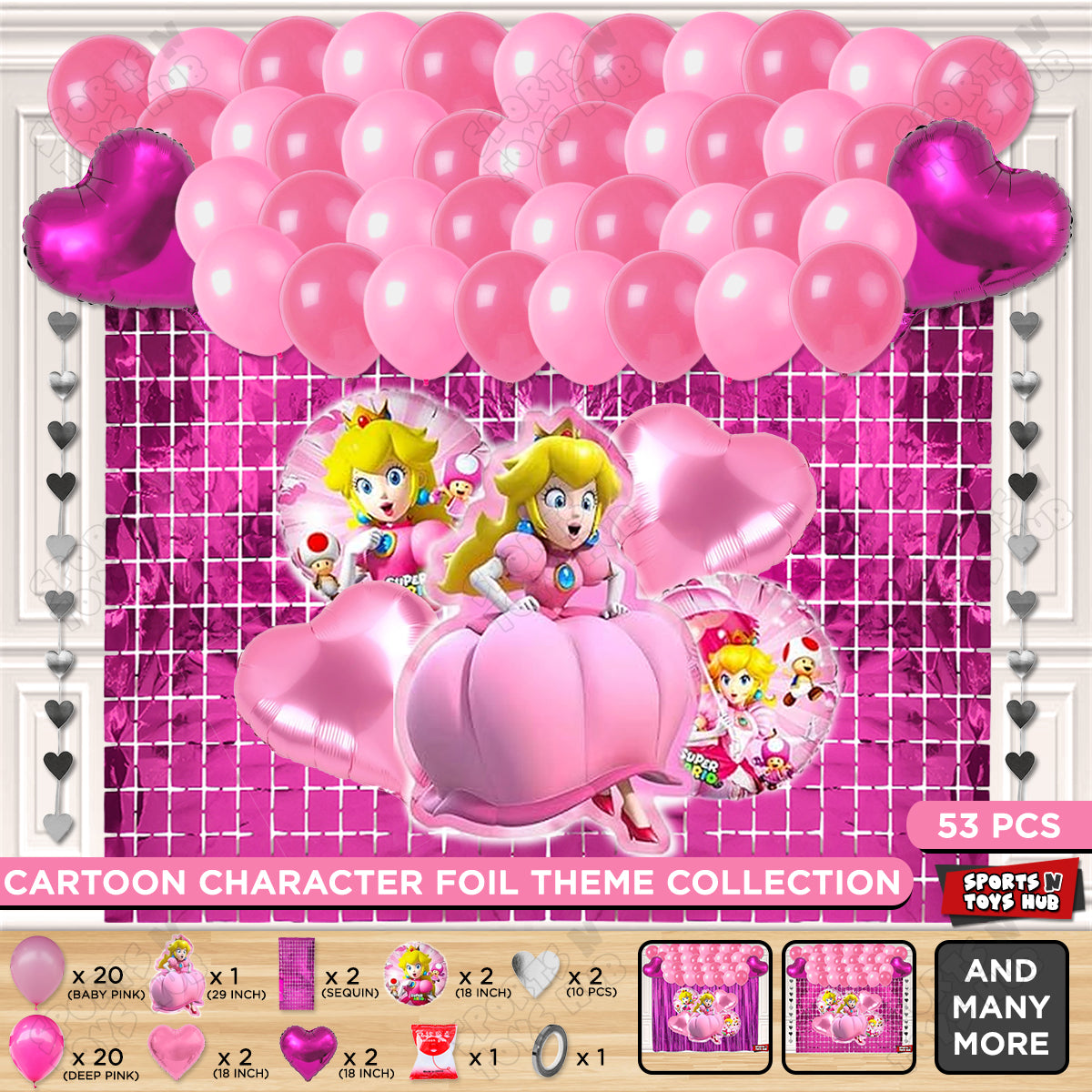 Princess Peach Foil Balloon Set Theme Collection