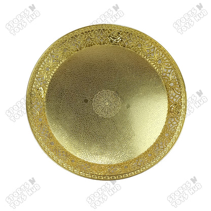 Golden Decorative Serving Platter Basket Tray