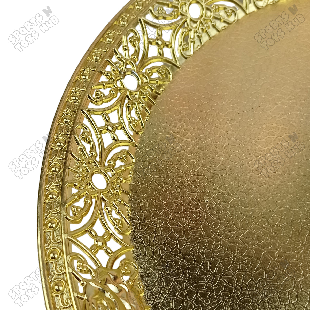 Golden Decorative Serving Platter Basket Tray