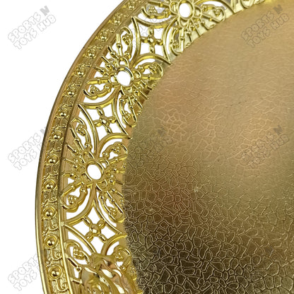 Golden Decorative Serving Platter Basket Tray