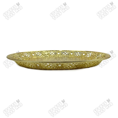 Golden Decorative Serving Platter Basket Tray