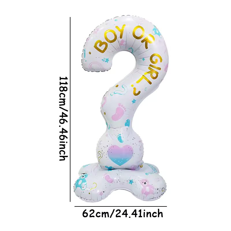 4D Super Jumbo Gender Reveal Foil Balloon Stand - 118x62 CM