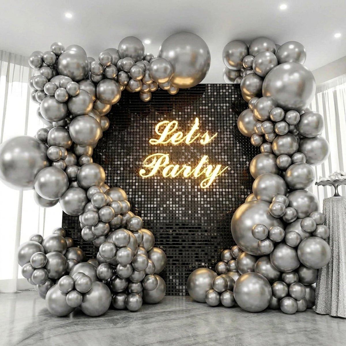 Silver Latex Balloons Available In 9, 12, 18 & 36 Inch Sizes