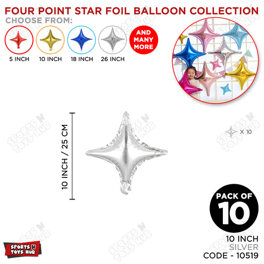 10 Inch - Silver Four Point Star Balloon