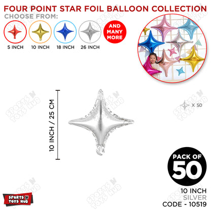10 Inch - Silver Four Point Star Balloon