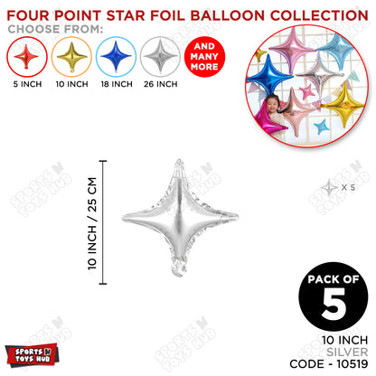 10 Inch - Silver Four Point Star Balloon