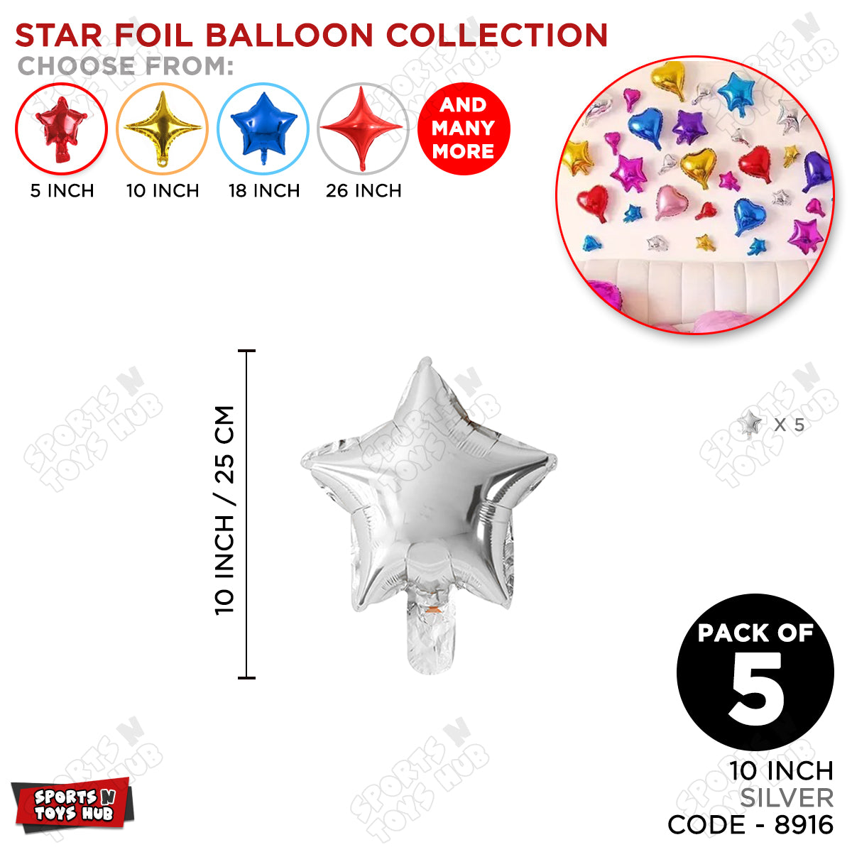 10 Inch - Silver Star Foil Balloon