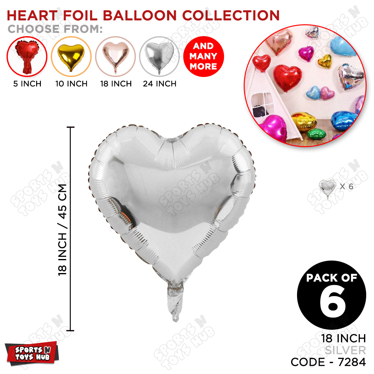 18 Inch - Silver Heart Foil Balloon