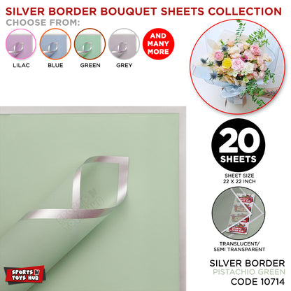 Flower Bouquet Silver Border Double Sided Style Sheet Collection, Flower Sheet, Wrapping Paper
