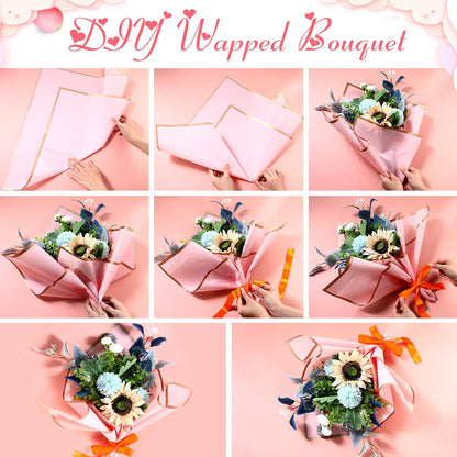 Frosted Translucent Frame Edge Bouquet Flower Sheet - Mix Color 20 Sheet Pack - Wrapping Sheets for Flower Bouquets