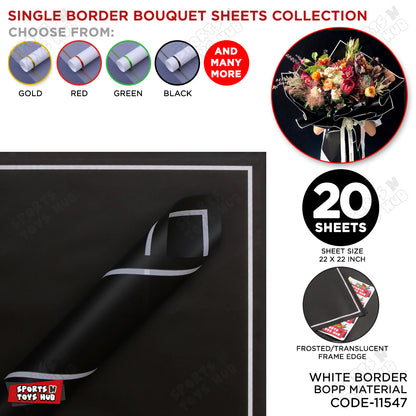 Single Line Border Translucent Floral Bouquet Wrapping Sheets