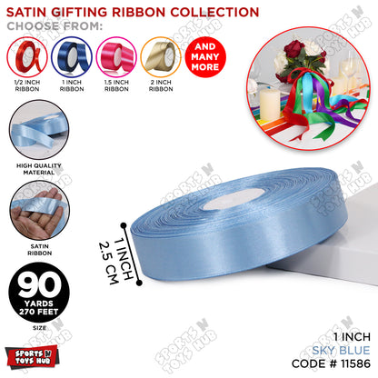 1 Inch x 90 Yards – Multi-Purpose Plain Satin Ribbon Roll for Gift Wrapping, Crafts & Decor
