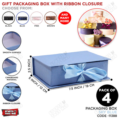 Gift Packaging Box with Ribbon Closure – Pack of 4