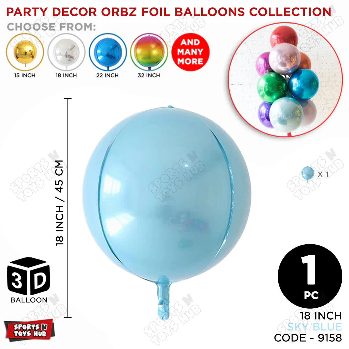 18 Inch - 4D Shape Orbz Balloons Collection
