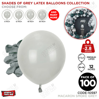 Smoke Grey Latex Balloons Available In 9, 12, 18 & 36 Inch Sizes