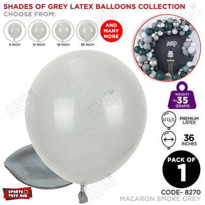 Smoke Grey Latex Balloons Available In 9, 12, 18 & 36 Inch Sizes