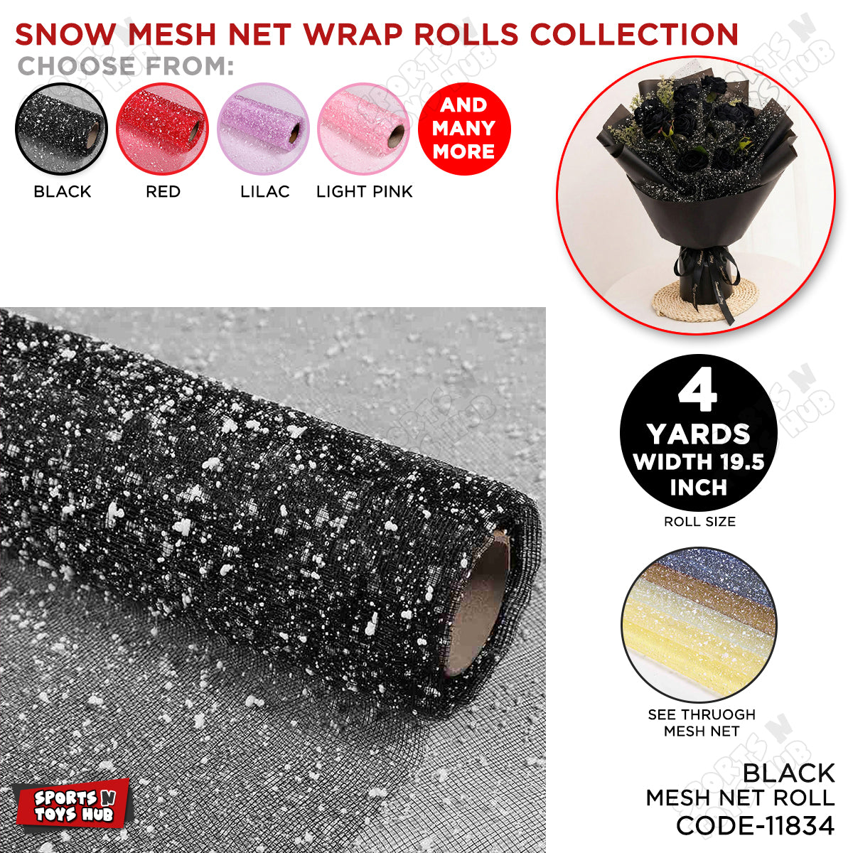 Snow Mesh Net Wrap Rolls – Premium Decorative Floral Mesh Wrap For Bouquet Packaging, Gift Wrapping