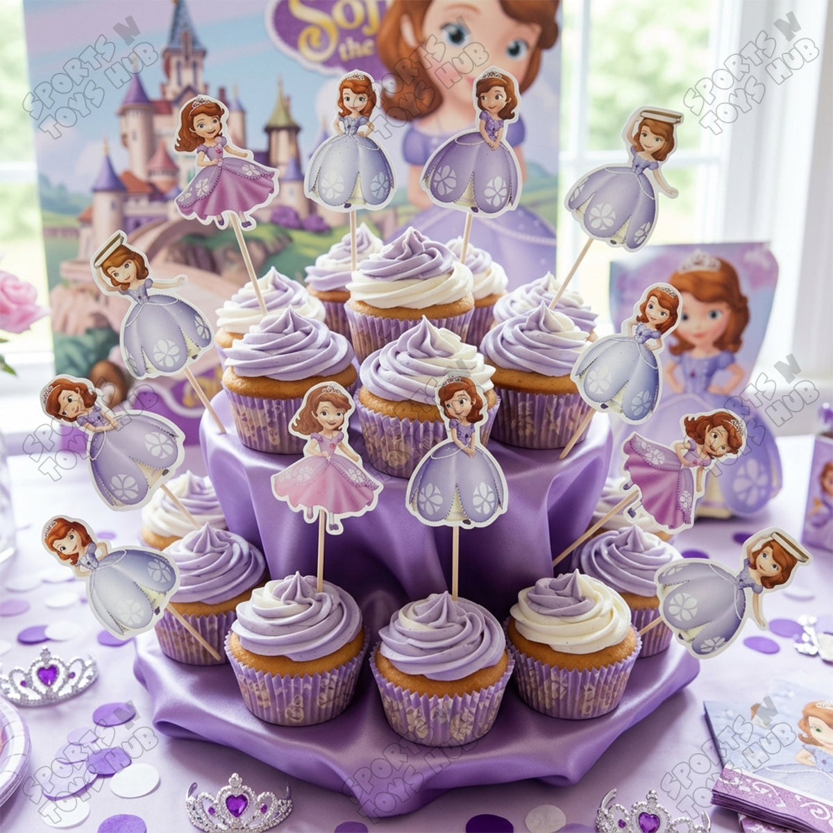 Cartoon Characters Princess Sofia Cake Topper - 12 Pcs