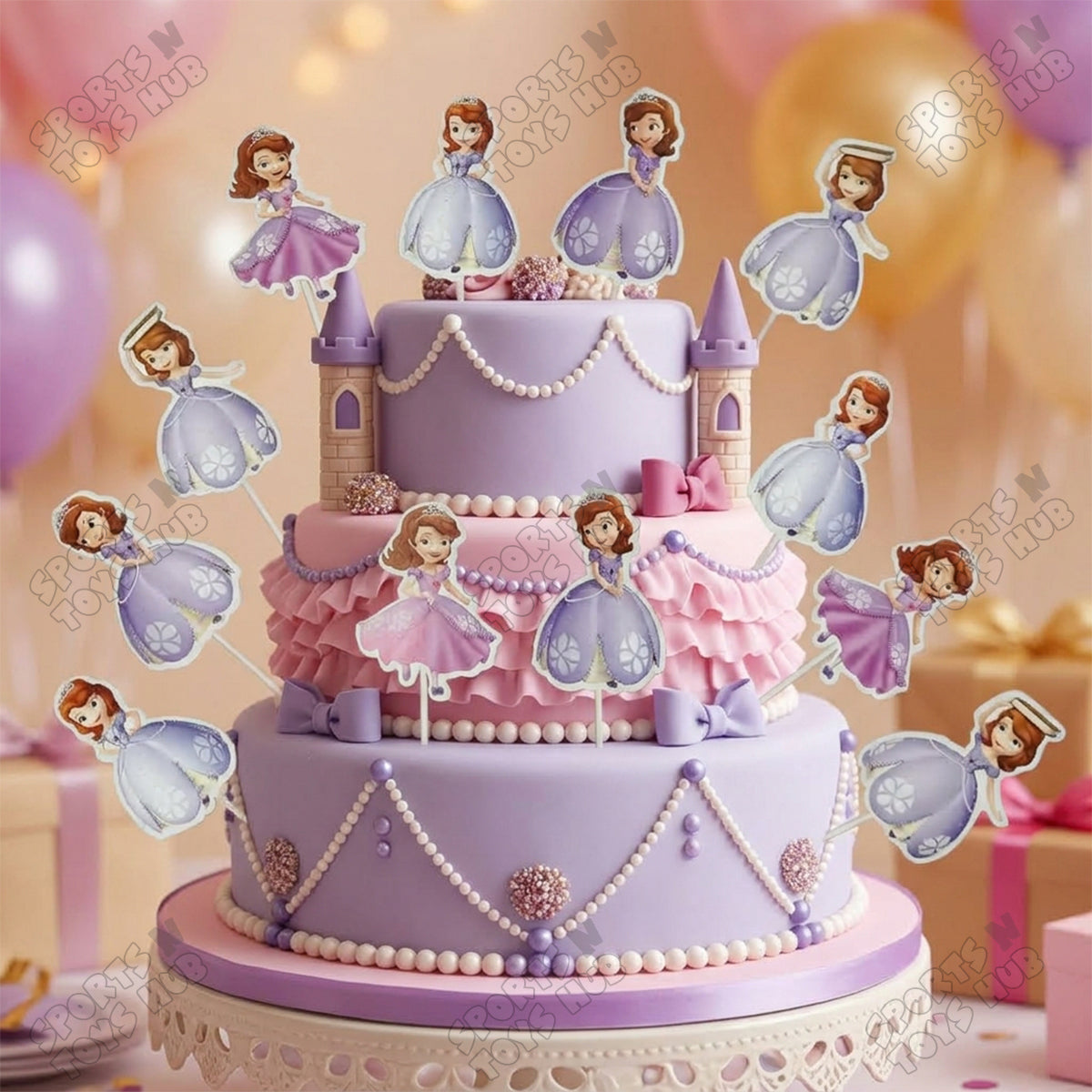 Cartoon Characters Princess Sofia Cake Topper - 12 Pcs