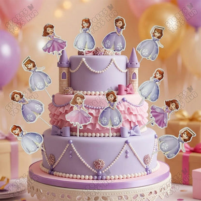 Cartoon Characters Princess Sofia Cake Topper - 12 Pcs