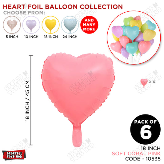 18 Inch - Soft Coral Pink Pastel Color Heart Foil Balloon