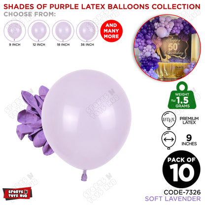Soft Lavender Latex Balloons Available In 9, 12, 18 & 36 Inch Sizes