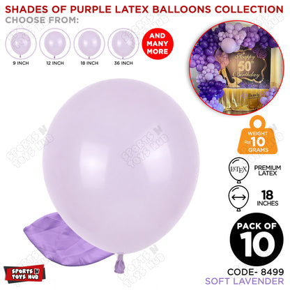 Soft Lavender Latex Balloons Available In 9, 12, 18 & 36 Inch Sizes