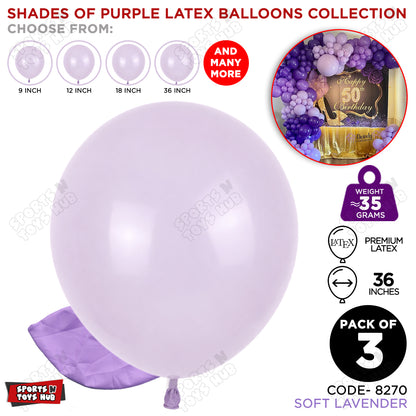 Soft Lavender Latex Balloons Available In 9, 12, 18 & 36 Inch Sizes