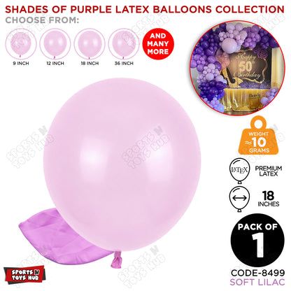 Soft Lilac Purple Latex Balloons Available In 9, 12, 18 & 36 Inch Sizes