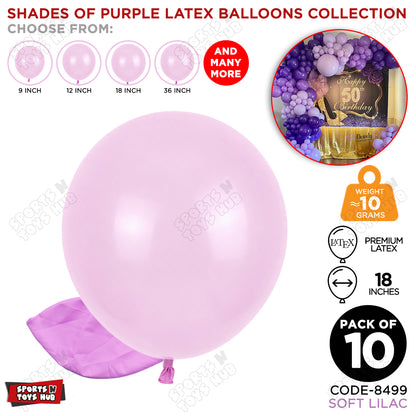 Soft Lilac Purple Latex Balloons Available In 9, 12, 18 & 36 Inch Sizes